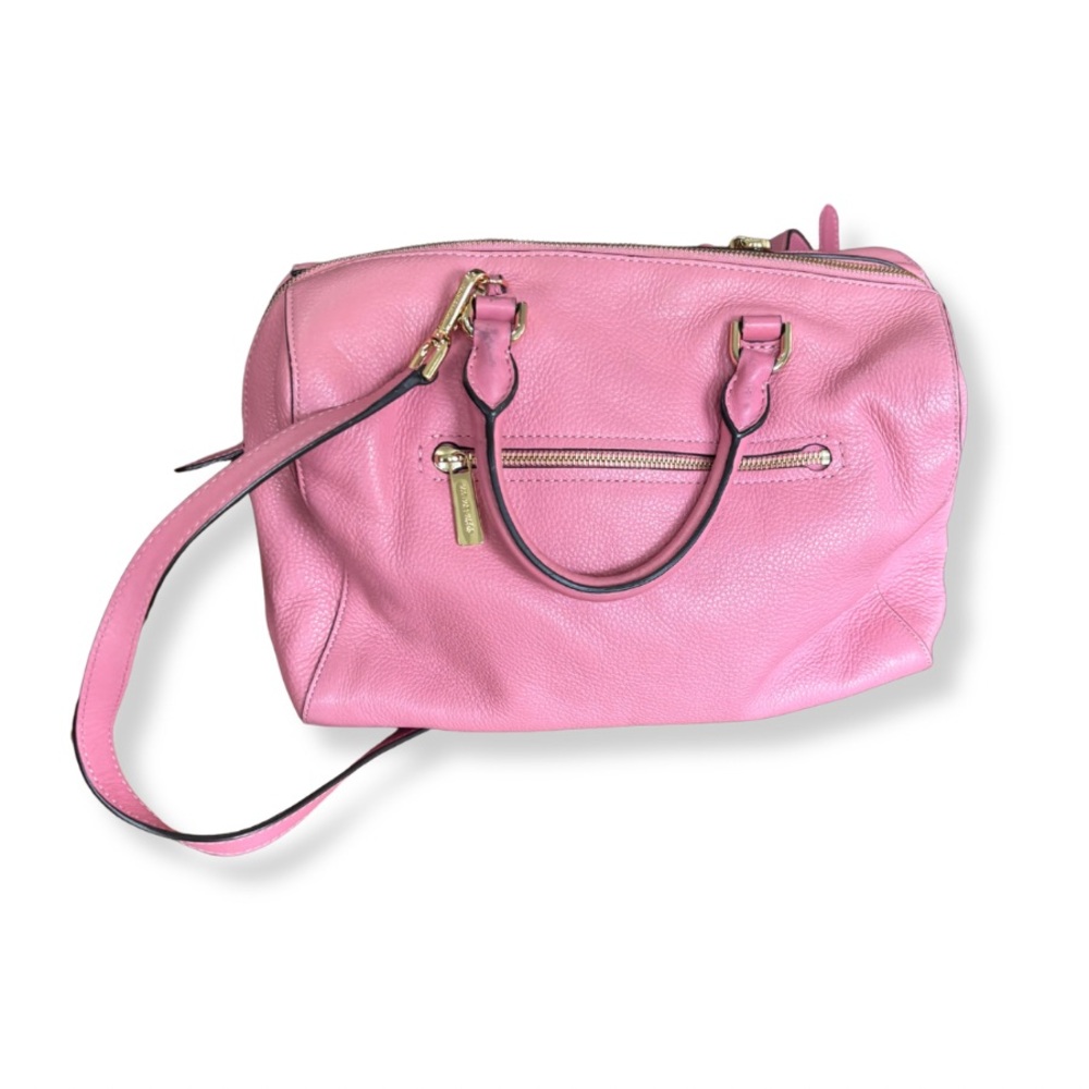 👜 Michael Kors Pink Pebbled Leather Satchel | Gold Hardware - Picture 2 of 16
